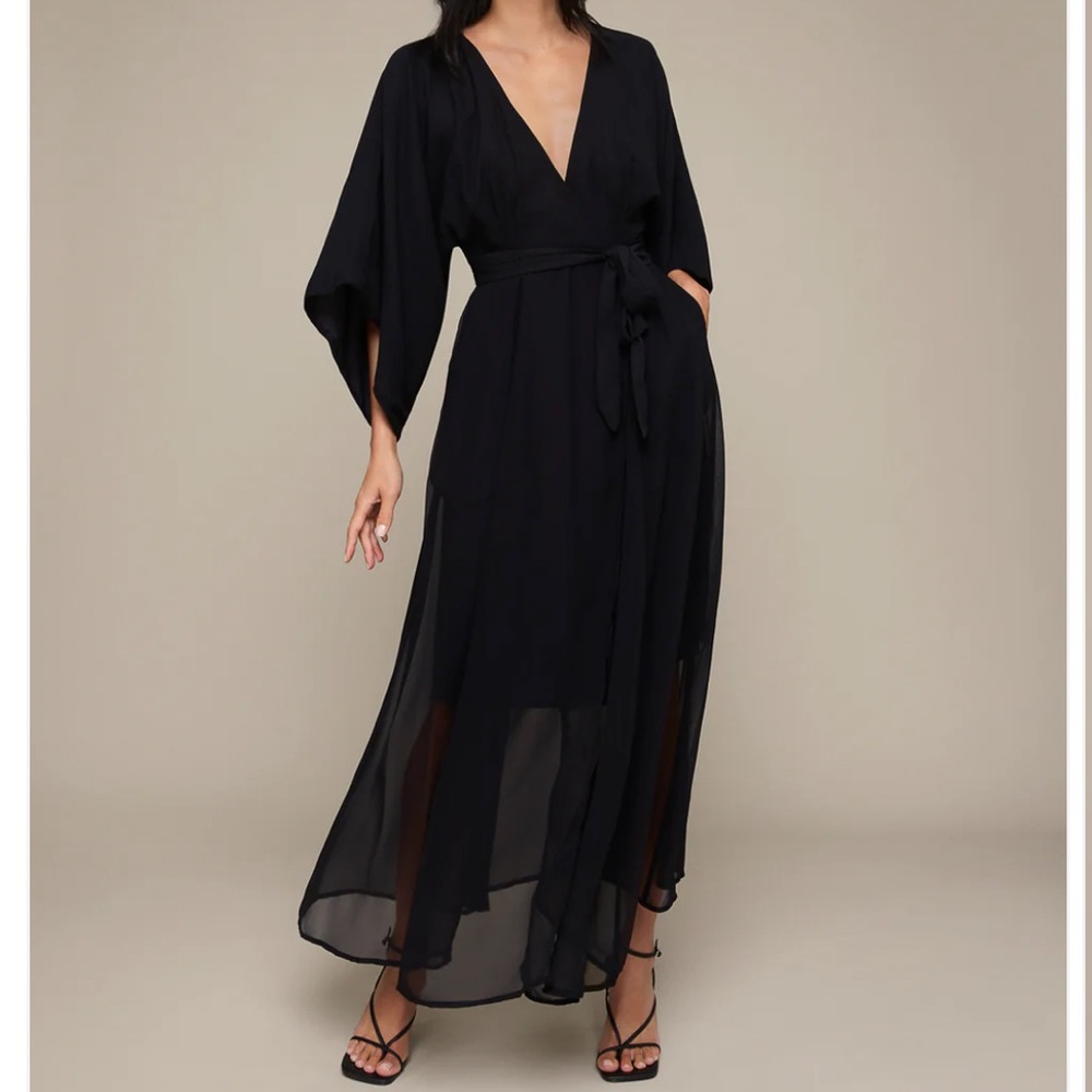 Mixed by Nasrin Black Maxi Wrap Dress